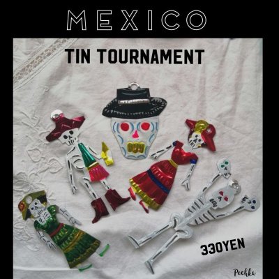 画像3: Mexico メキシコ　ブリキオーナメント　スカル婦人　ガイコツ、