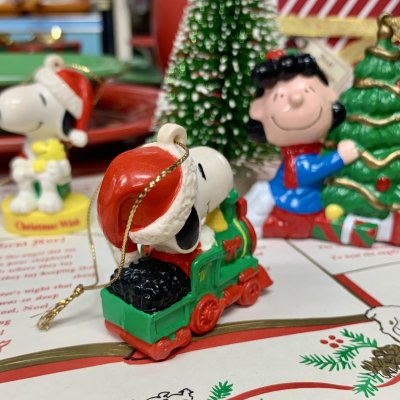 画像2: USA　VINTAGE/ヴィンテージ　SNOOPY　スヌーピー　オーナメント　機関車 クリスマス　PVCフィギュア